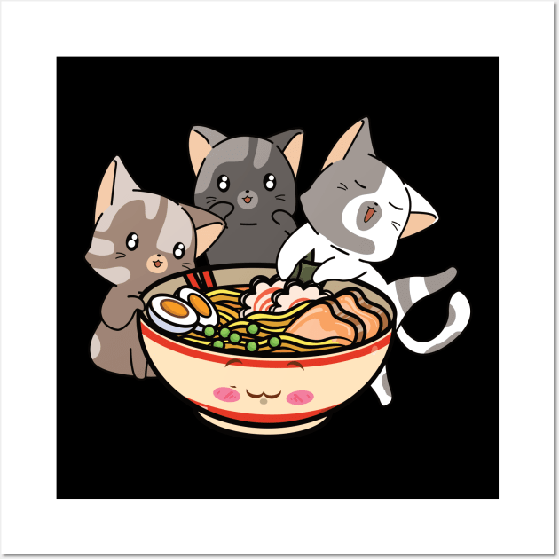 Ramen And Cats Fan Ramen Noodles Noodle Soup Wall Art by WoollyWonder